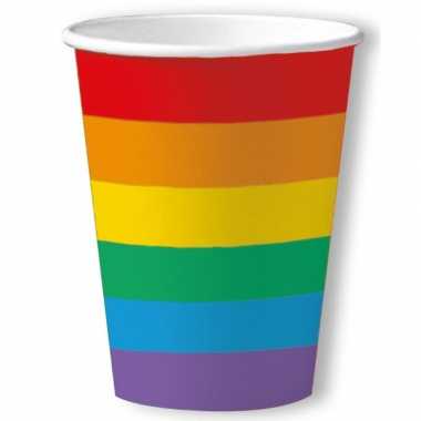 20x regenboog thema bekertjes 200 ml