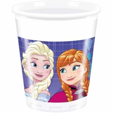 8x frozen blauw/paars themafeest bekers 200 ml