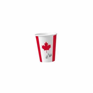 8x stuks canada vlag kartonnen bekers 200 ml