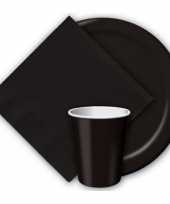 40x zwarte papieren feest bekertjes 256 ml